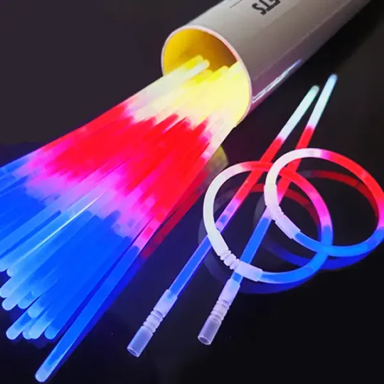 Red white blue glow bracelets – 100 per tube, 2,400 per case