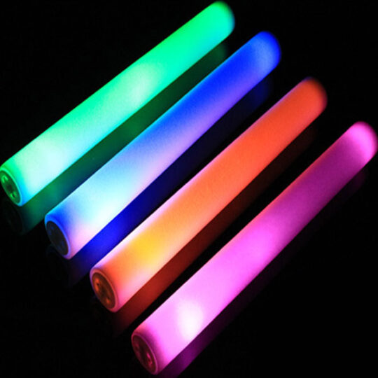 LED Foam Glow Sticks Bulk - RGB Light Up Foam Sticks for Parties and Events