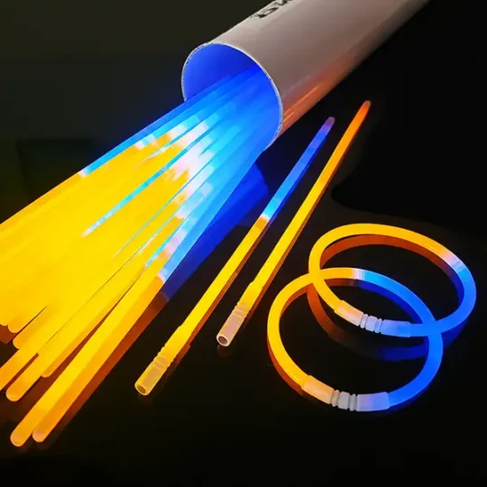 Blue orange bi-color glow bracelets – 100 per tube, 2,400 per case