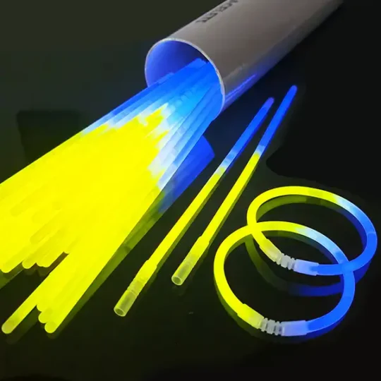 Blue yellow glow bracelets – 100 per tube, 2,400 per case