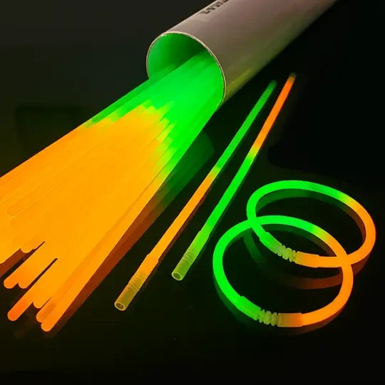 Green orange glow bracelets – 8 inch, 100 per tube, 2,400 per case