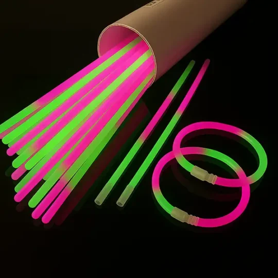 Neon bracelets – green pink 8 inch, 100 per tube, 2,400 per case
