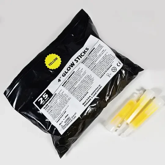 4" Glow Sticks Yellow (25) - Image 2